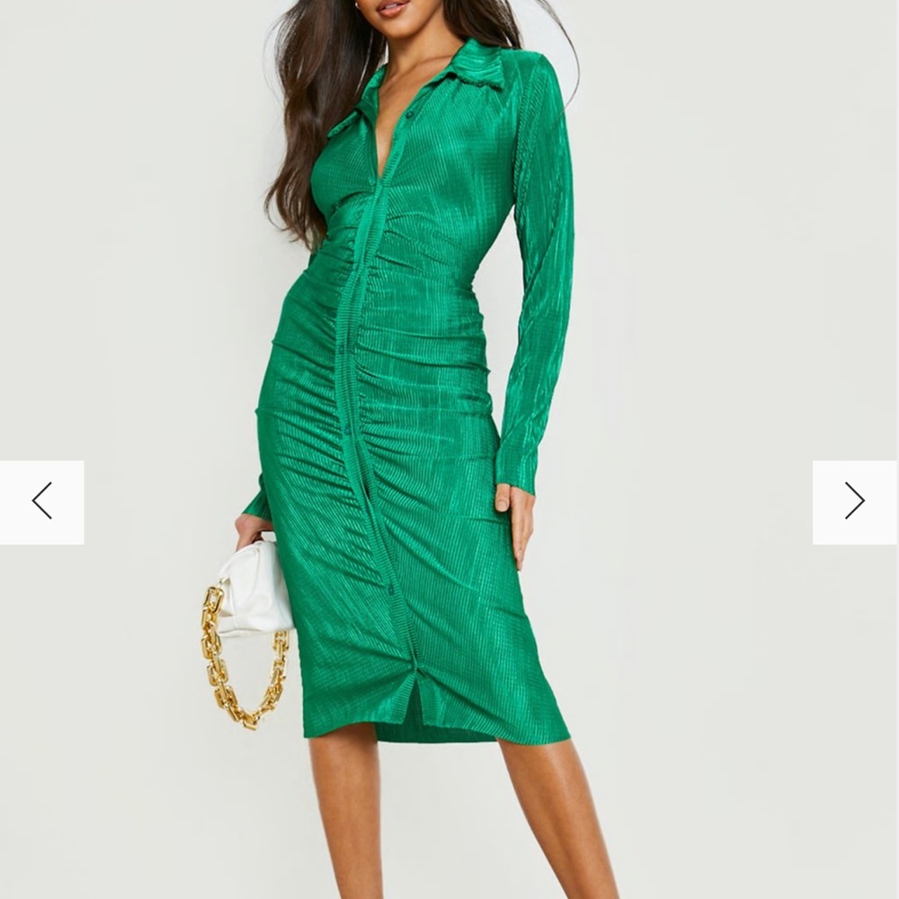 Midi ruched shirt dress